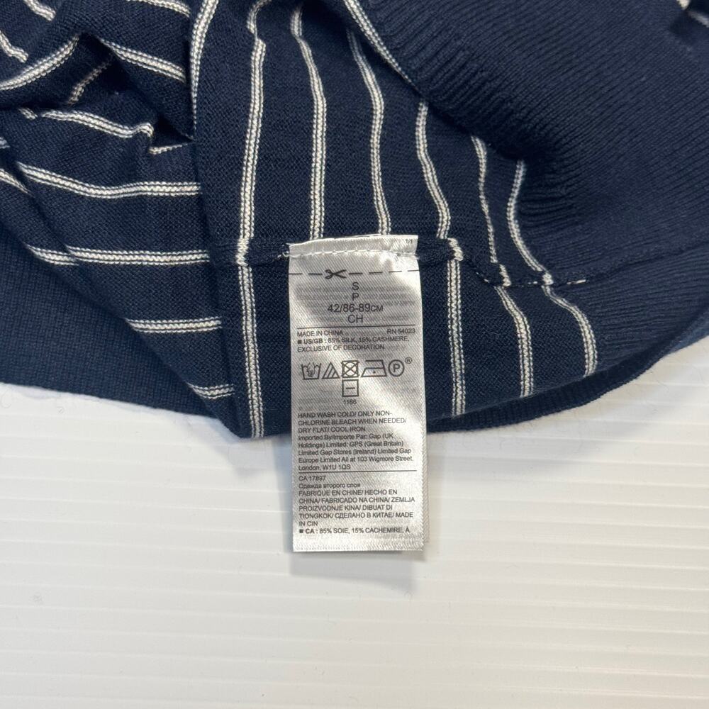 Banana Republic Silk Cashmere Striped Sweater Navy White Women’s Small Nautical - Picture 12 of 15